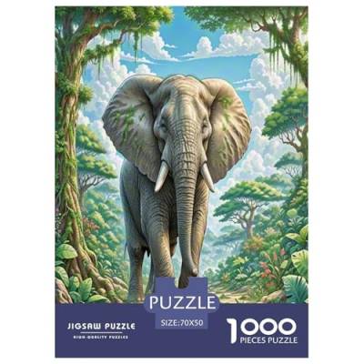African Elefanten Puzzles 1000-teilige Schwer Puzzle Spielzeug Lernspiel Impossible Herausforderungsspielzeug Für Erwachsene Und Kinder in Bewährter 70x50cm/1000pcs von ChengzeTCo
